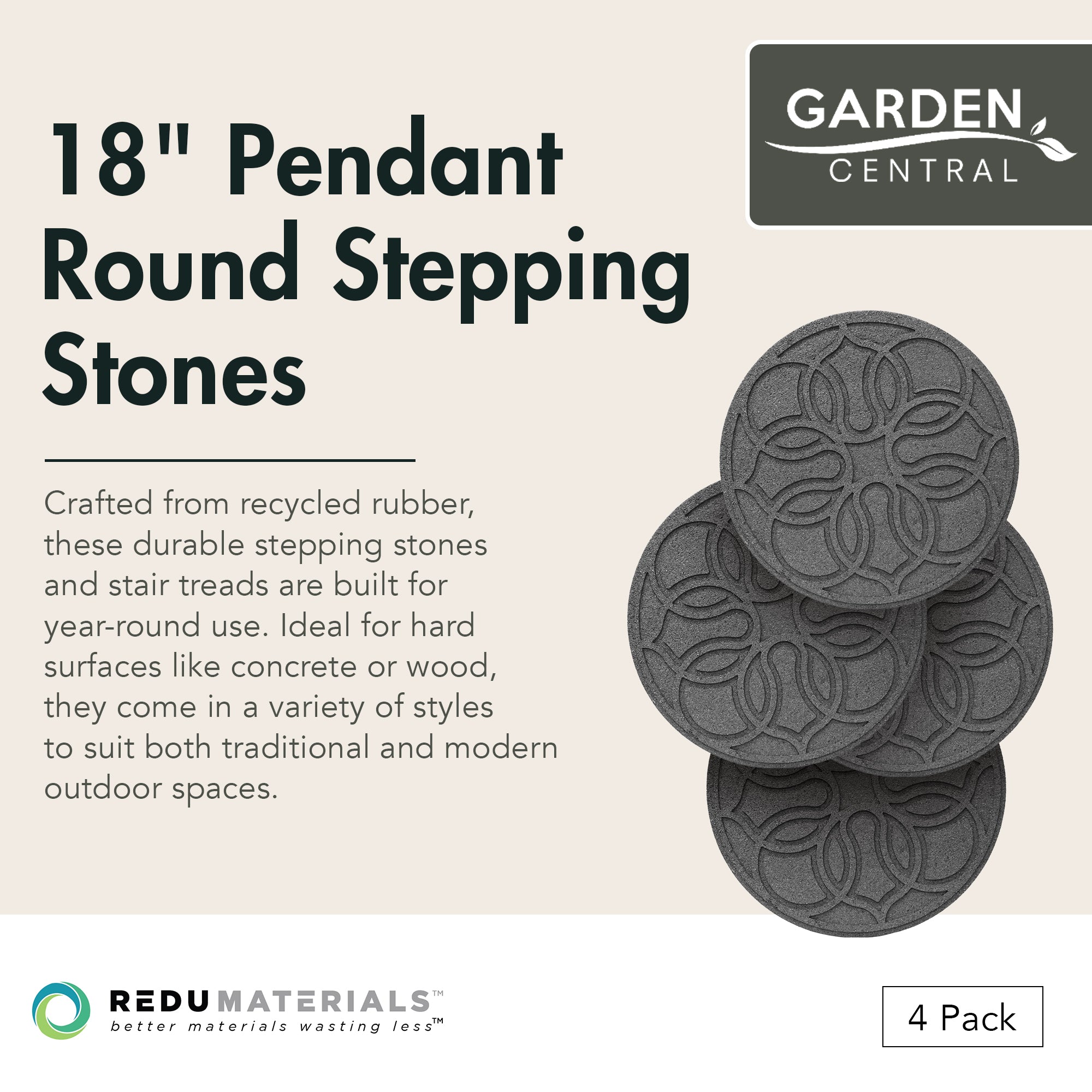 TierraVerde 4 Pack 18" x 18" Pendant Round Decorative Stepping Stones, (Used)