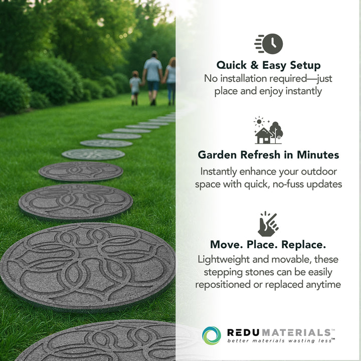 Garden Central 4 Pack 18" x 18" Pendant Round Decorative Stepping Stones, Grey