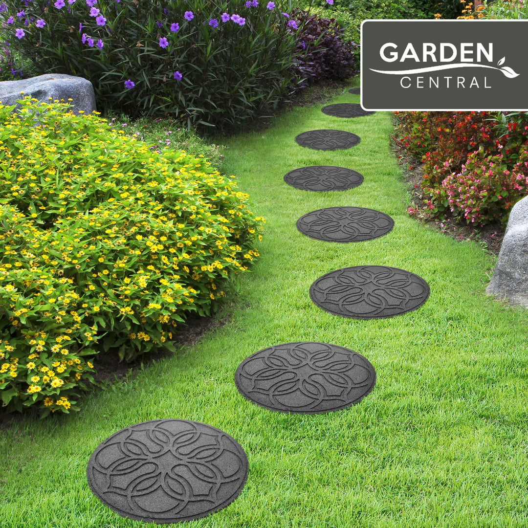 Garden Central 4 Pack 18" x 18" Pendant Round Decorative Stepping Stones, Grey