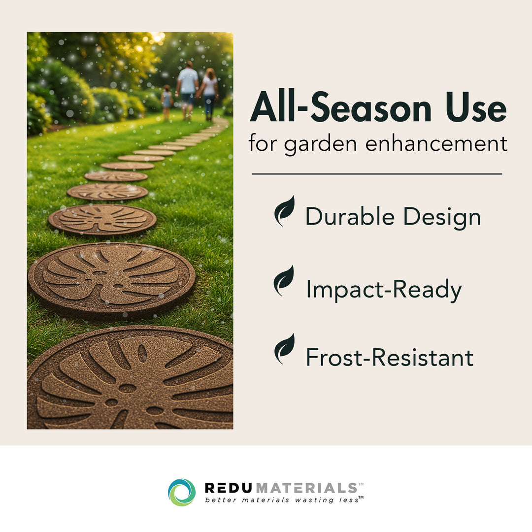 Garden Central 4 Pack 18" x 18" Tropical Leaf Decorative Stepping Stones, Brown