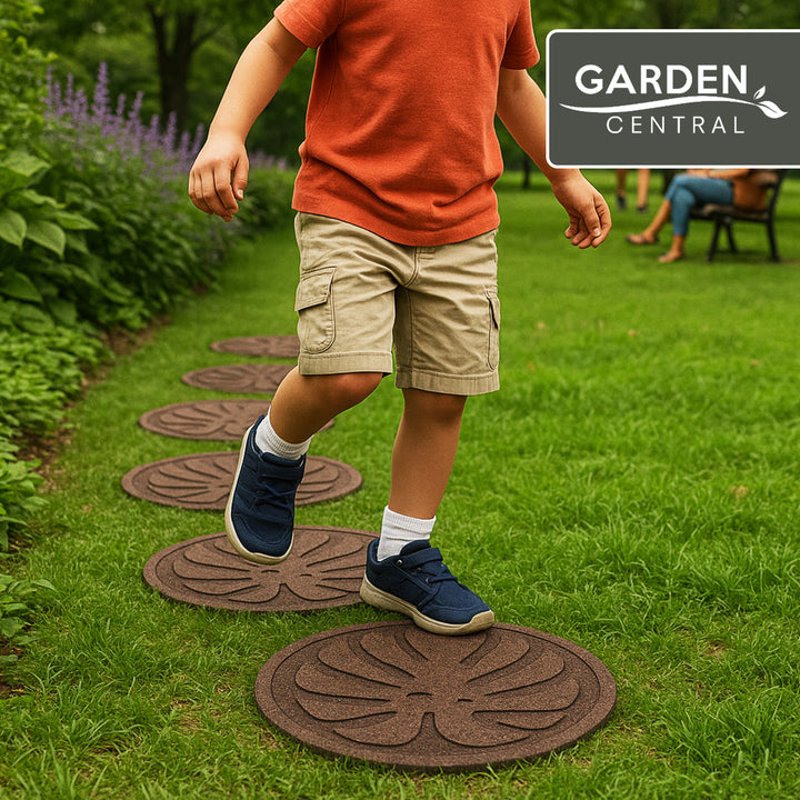 Garden Central 4 Pack 18" x 18" Tropical Leaf Decorative Stepping Stones, Brown