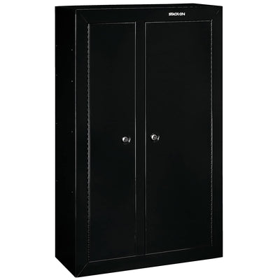 Stack-On 10 Gun Double Door Key Locking Security Storage Cabinet Safe, Black