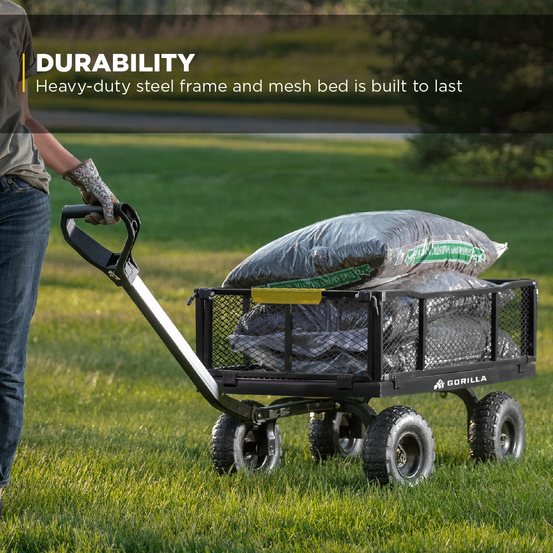 Gorilla Carts Steel Utility Cart Garden Beach Wagon, 900 Pound Capacity, Gray - VMInnovations