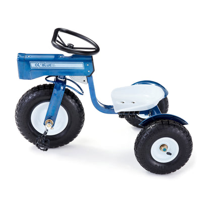 Tricam 22 Inch Kids Steel Ol Blue Tractor Tricycle w/ Adjustable Seat (Open Box) - VMInnovations