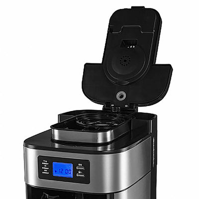 Gourmia Gourmet Stainless Steel Coffee Maker Machine with Grinder (Open Box)