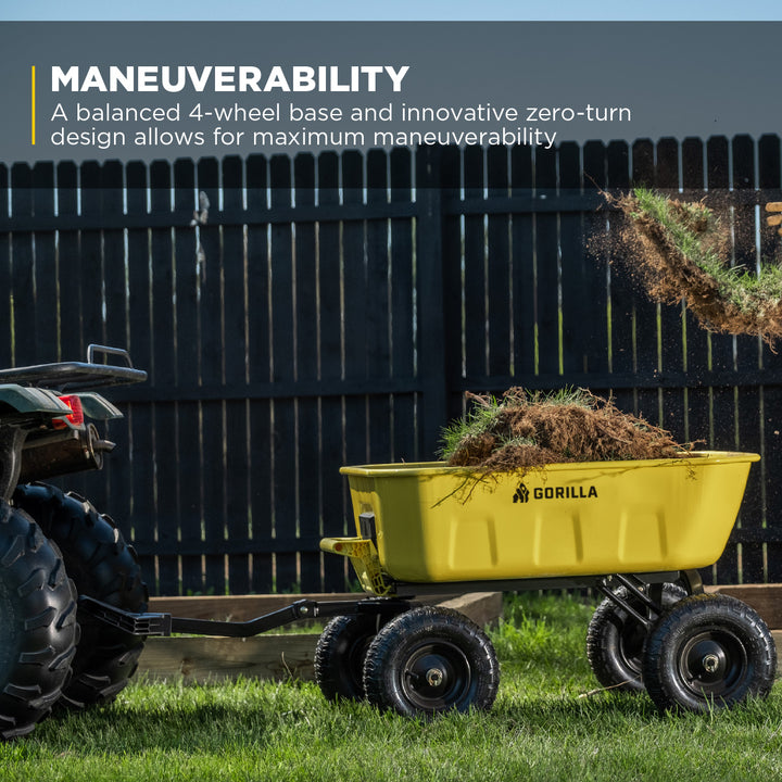 Gorilla Carts Heavy Duty Steel Yard Dump Cart Garden Wagon and 13" Tires, Yellow - VMInnovations