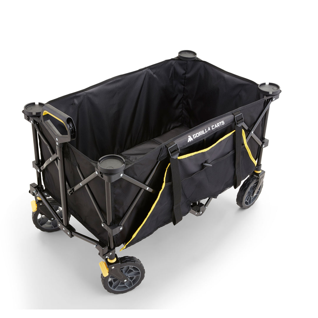 Gorilla Carts 7 Cu Ft Collapsible Outdoor Utility Wagon,Oversize Bed, Black - VMInnovations