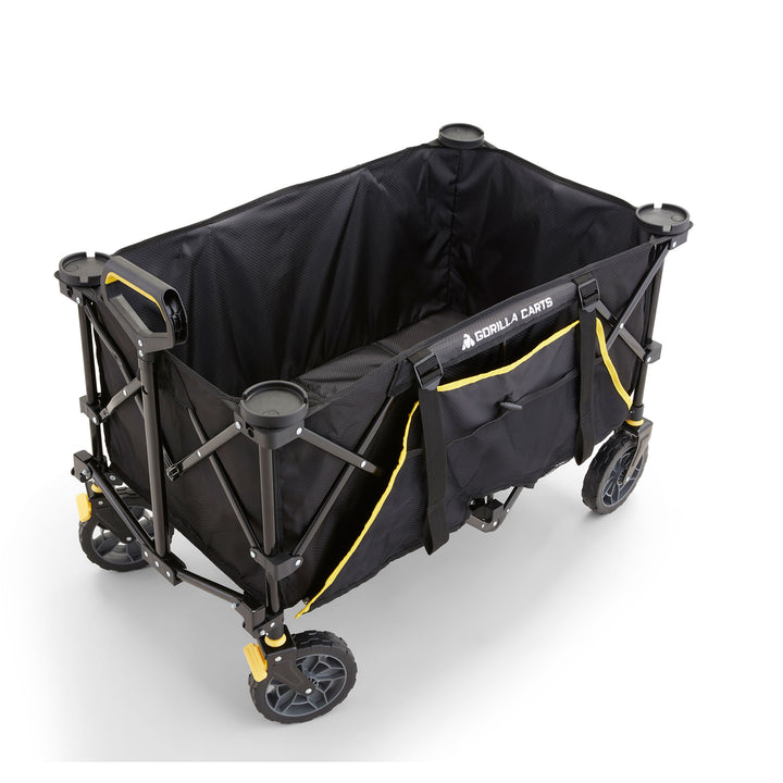 Gorilla Carts 7 Cu Ft Collapsible Outdoor Utility Wagon,Oversize Bed, Black - VMInnovations