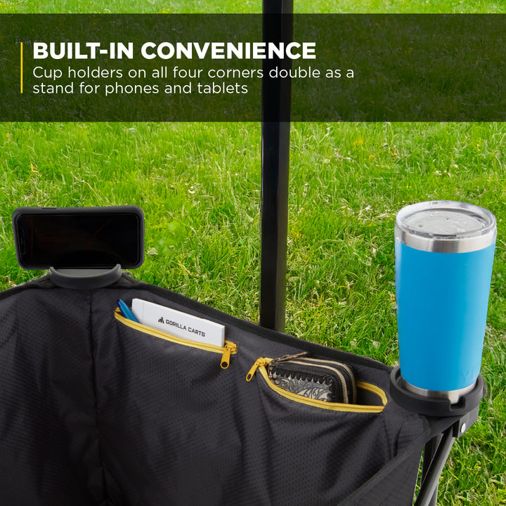 Gorilla Carts 7 Cu Ft Collapsible Outdoor Utility Wagon,Oversize Bed, Black