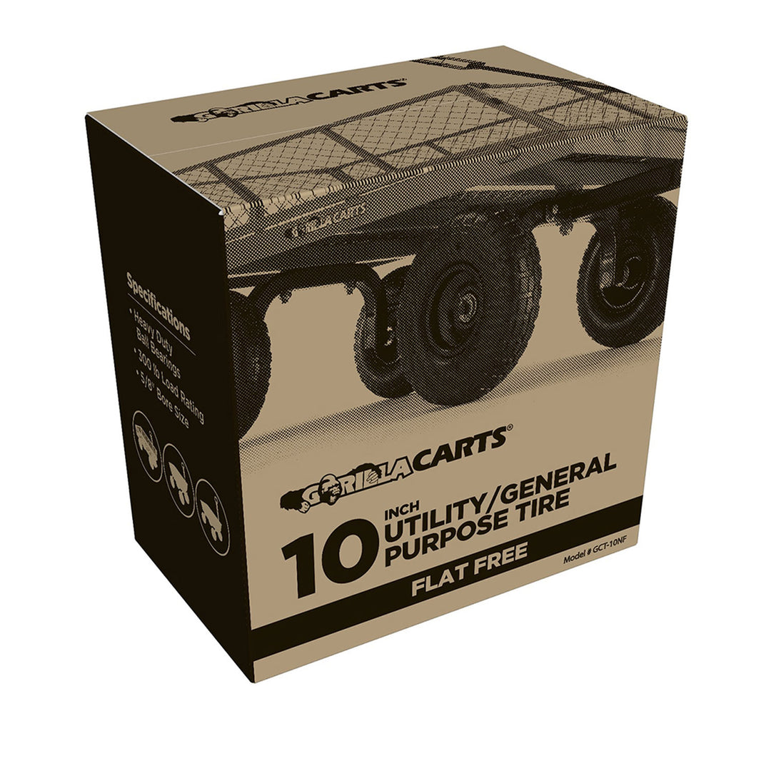 Gorilla Carts 10" No Flat Replacement Tire for Utility Cart, 2 Pack (For Parts) - VMInnovations
