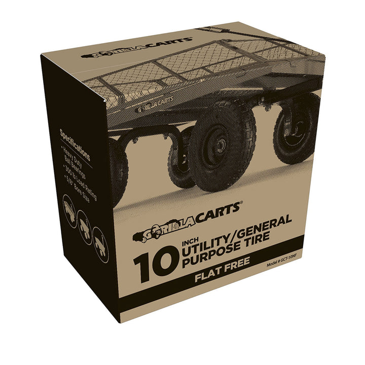 Gorilla Carts 10" No Flat Replacement Tire for Utility Cart, 2 Pack (For Parts) - VMInnovations