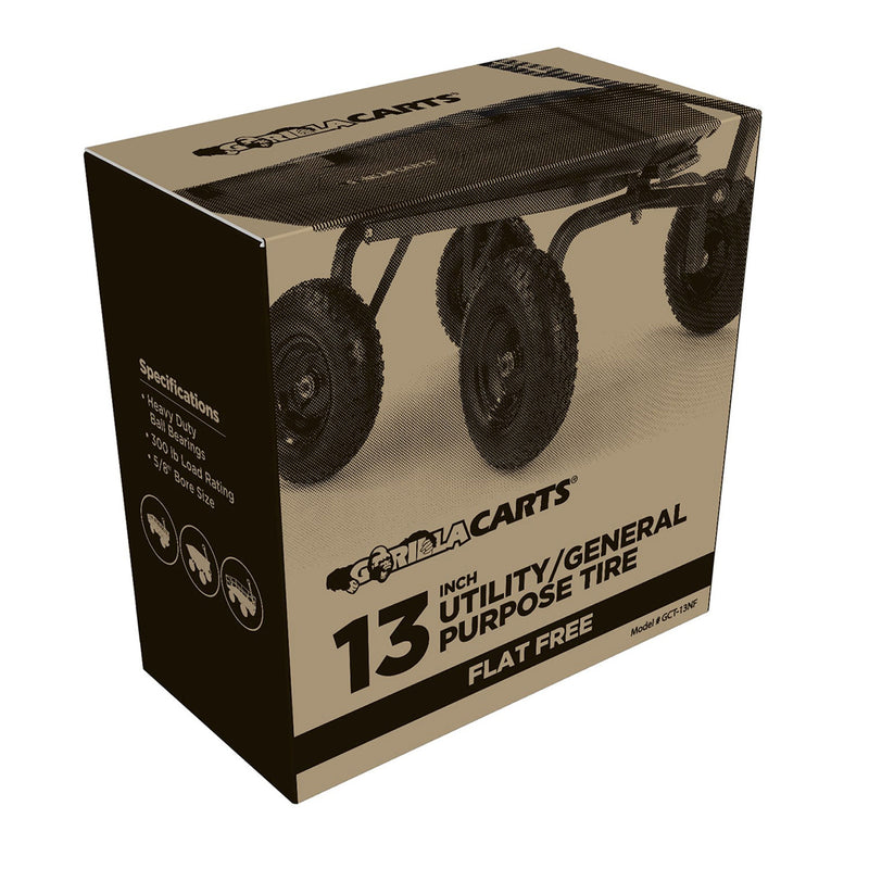 Gorilla Carts 13 Inch No Flat Replacement Tire Utility Cart, 2 Pack (Open Box)
