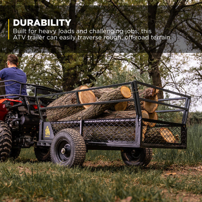 Gorilla 1400lb Steel ATV Trailer Garden Cart w/Removable Sides & 3-in-1 Tailgate - VMInnovations