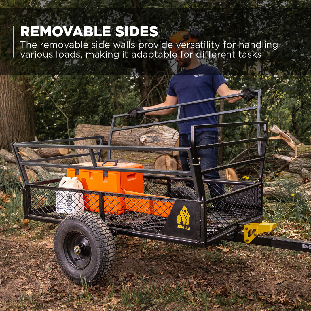Gorilla 1400lb Steel ATV Trailer Garden Cart w/Removable Sides & 3-in-1 Tailgate - VMInnovations