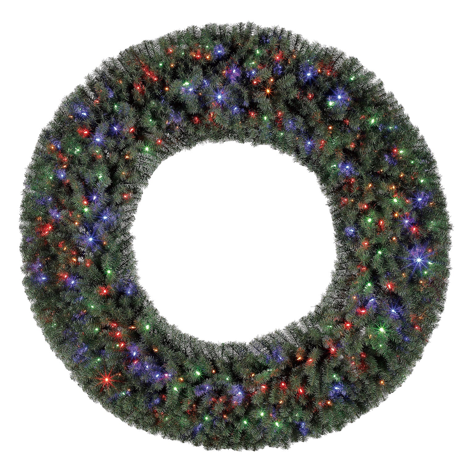 Home Heritage 72 Inch Large Artificial Christmas Wreath Prelit w/ 400 Color LEDs - VMInnovations