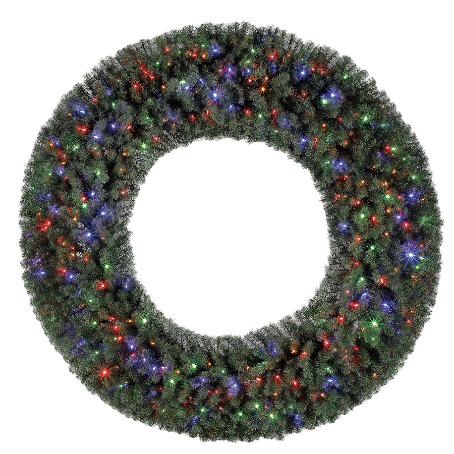 Home Heritage 72 Inch Large Artificial Christmas Wreath Prelit w/ 400 Color LEDs - VMInnovations