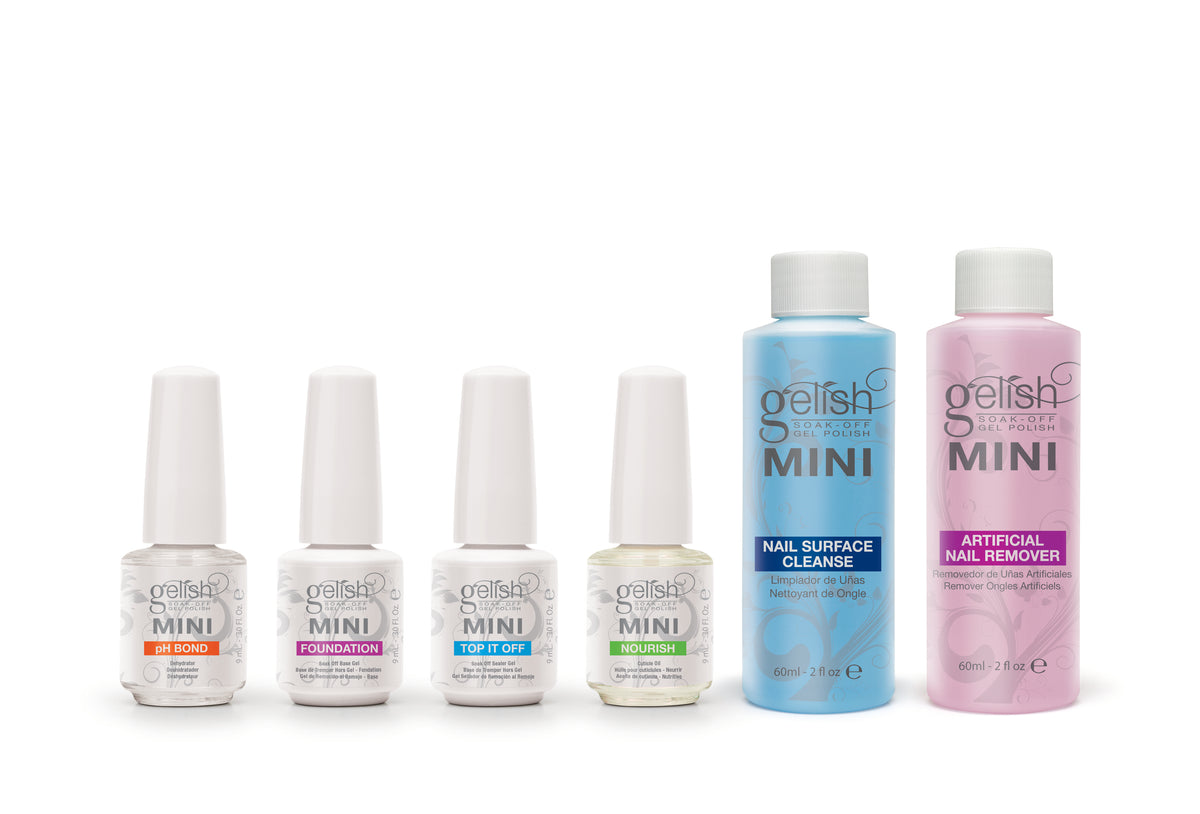 Gelish MINI Soak Off Gel Nail Polish Starter Kit, LED Light, Terrific Trio Set