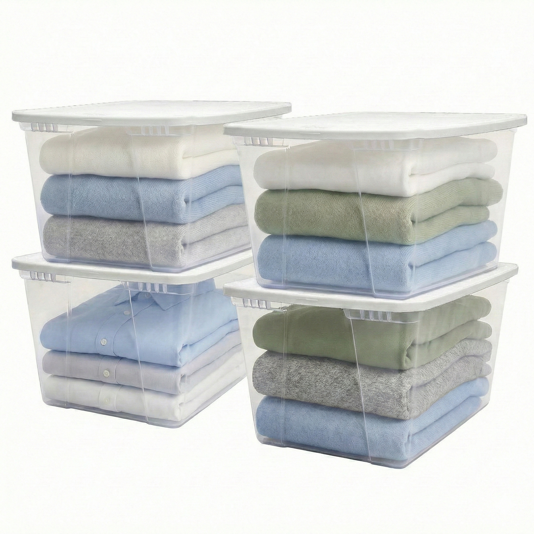 Homz 56qt Snaplock Clear Plastic Storage Container Bin with Secure Lid (4 Pack) - VMInnovations