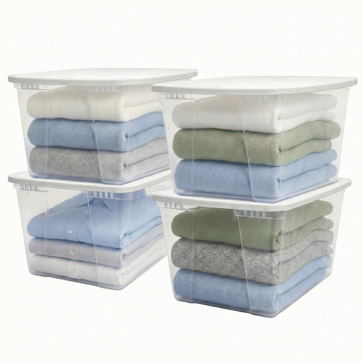 Homz 56qt Snaplock Clear Plastic Storage Container Bin with Secure Lid (4 Pack) - VMInnovations
