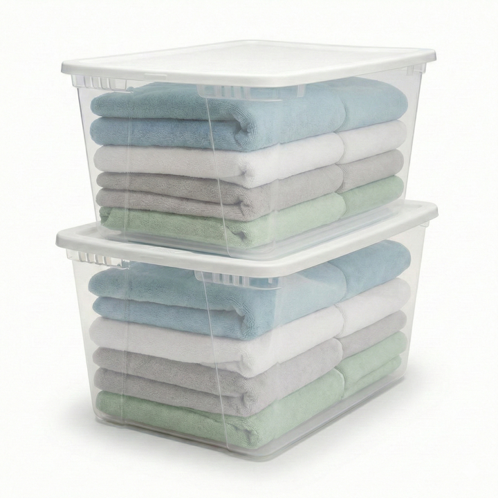 HOMZ 56qt Snaplock Clear Plastic Storage Container Bin with Secure Lid, 2 Pack