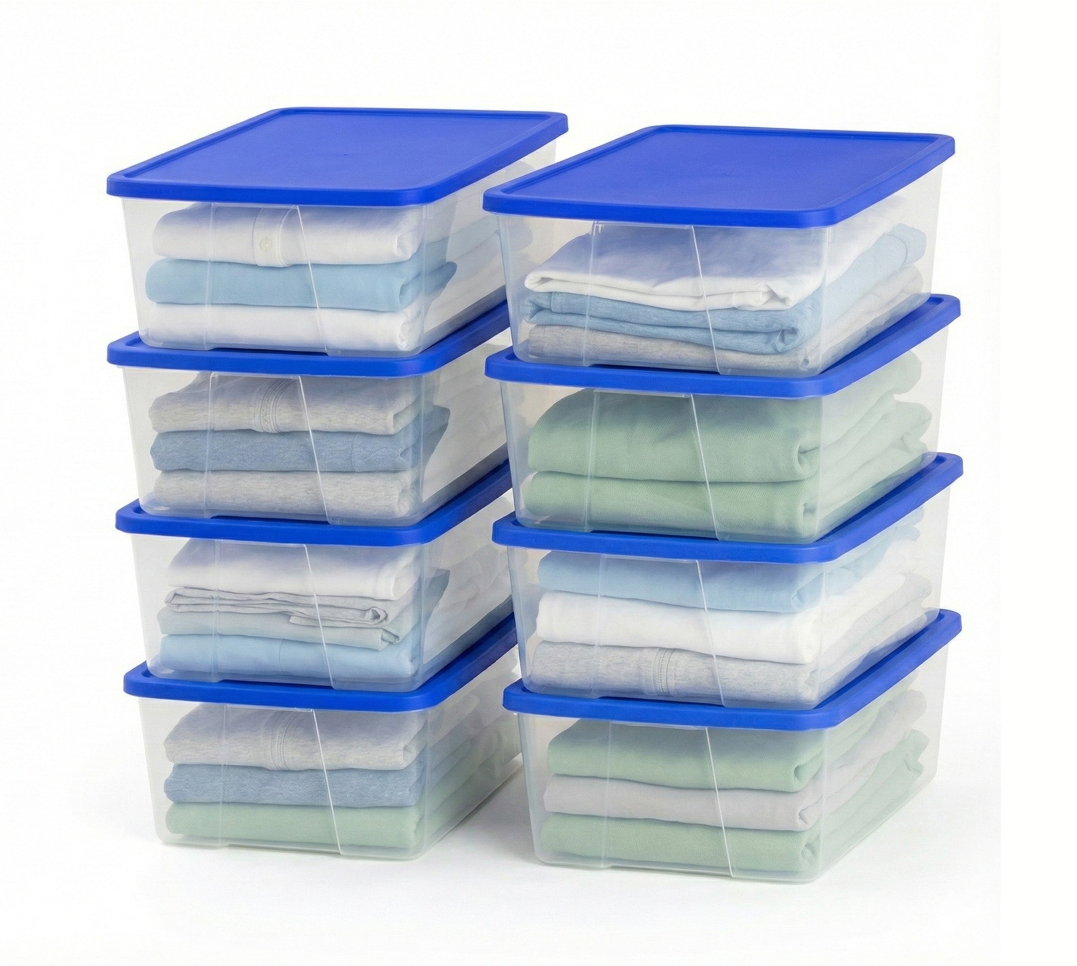 Homz 12 Qt Stackable Plastic Storage Container w/ Snaplock Lid, Blue (8 Pack) - VMInnovations