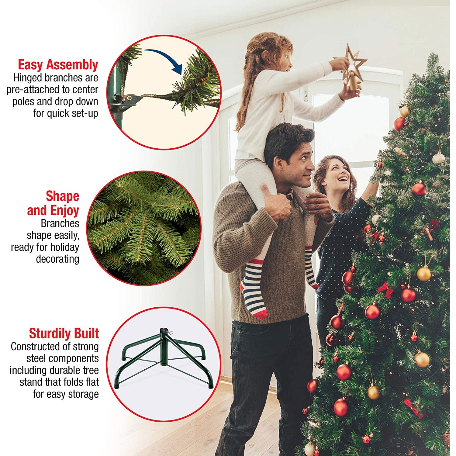National Tree Company Dunhill Fir 7 Foot Christmas Tree & Color String Lights