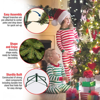 7.5' Full Flocked Prelit Artificial Christmas Tree, White (Used) - VMInnovations