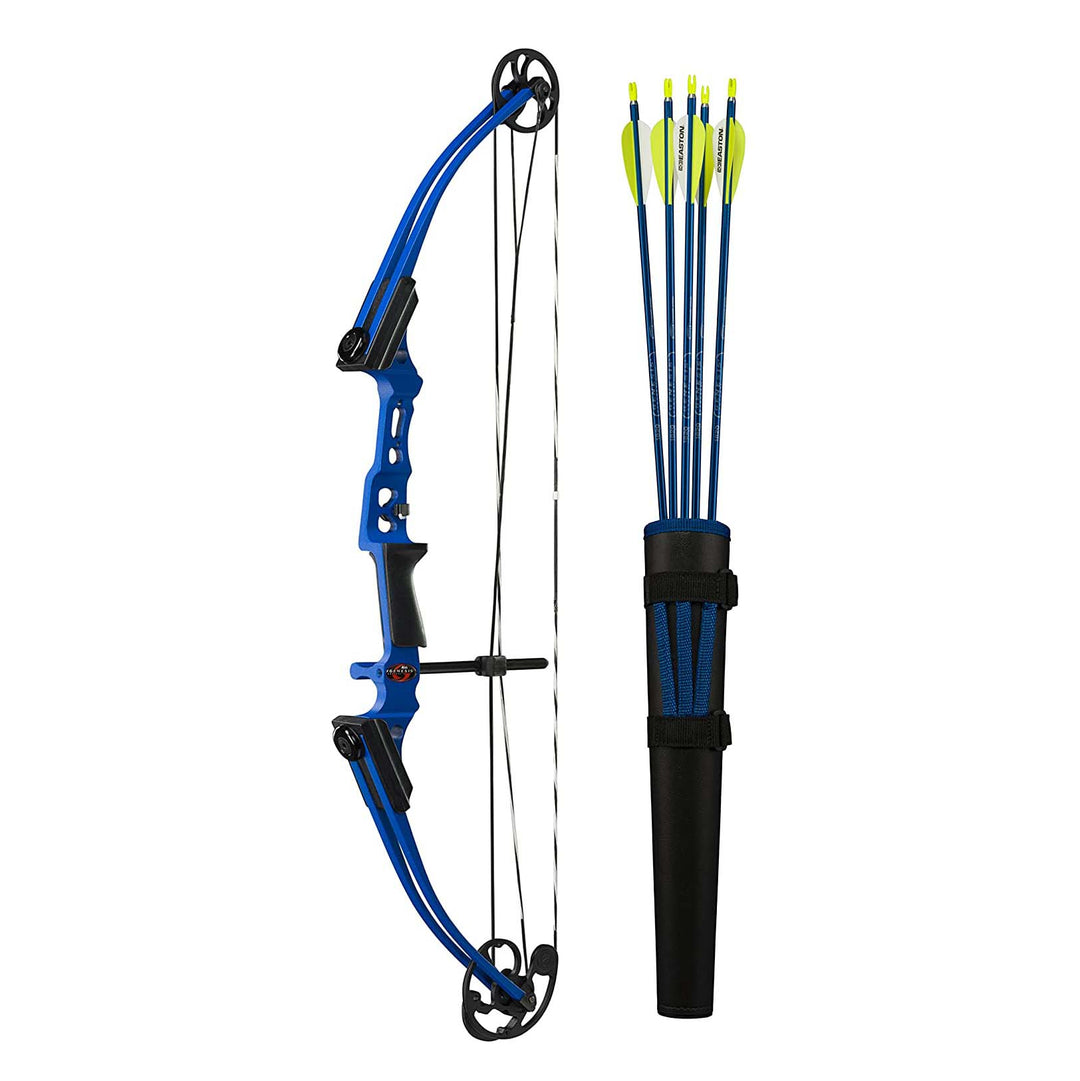 Genesis Mini, Youth Compound Bow & Arrow Kit with Quiver, Draw Hand-Left, Blue