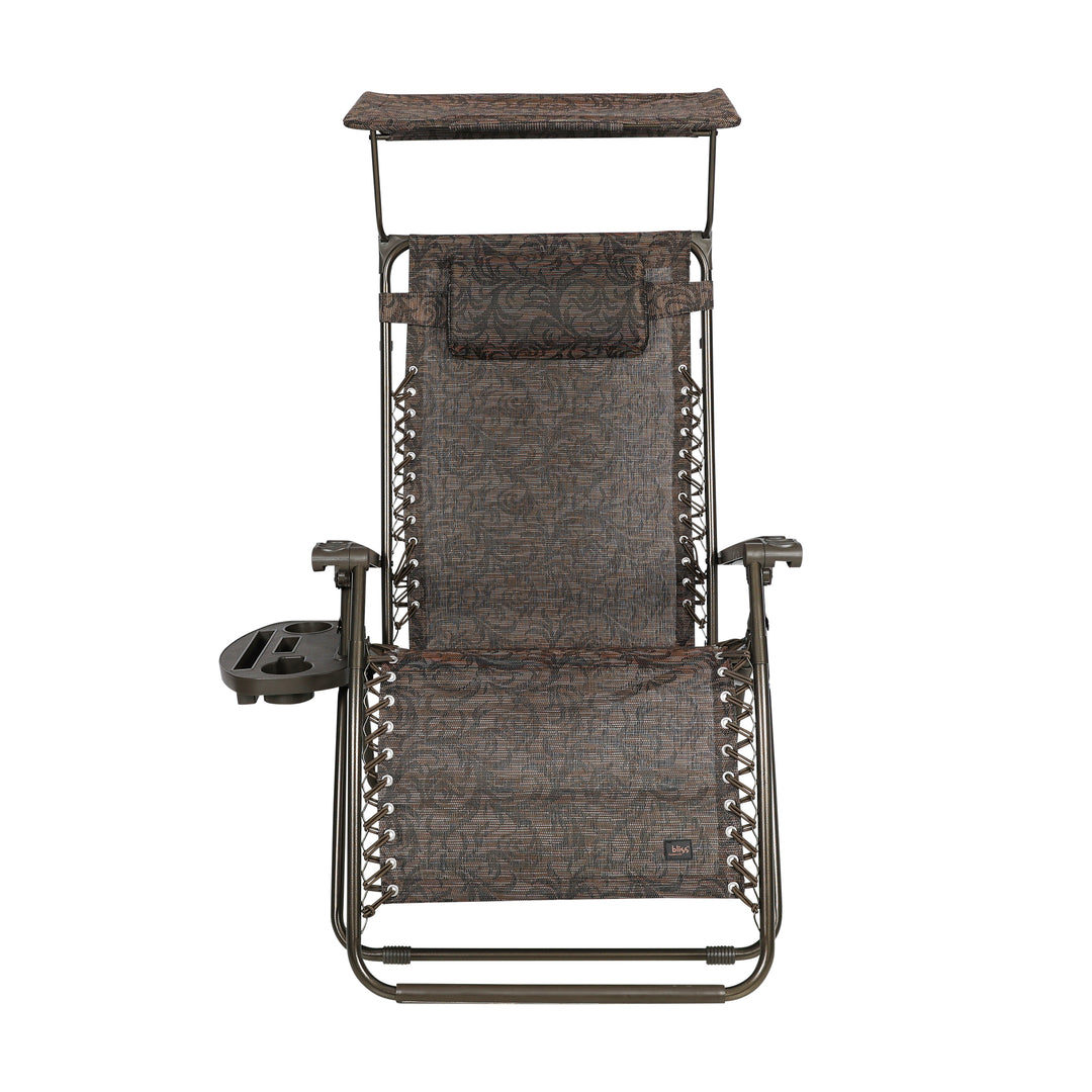 Bliss Hammocks 30" Wide XL Zero Gravity Outdoor Lounge Chair w/ Canopy, Brown