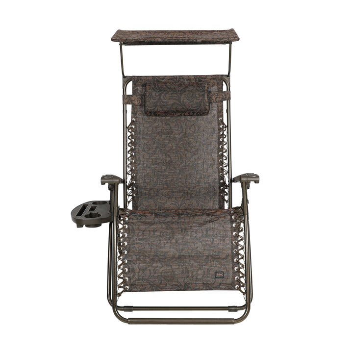Bliss Hammocks 30" Wide XL Zero Gravity Outdoor Lounge Chair w/ Canopy, Brown