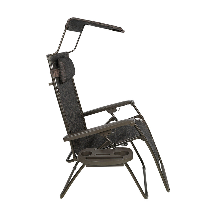 Bliss Hammocks 30" Wide XL Zero Gravity Outdoor Lounge Chair w/ Canopy, Brown