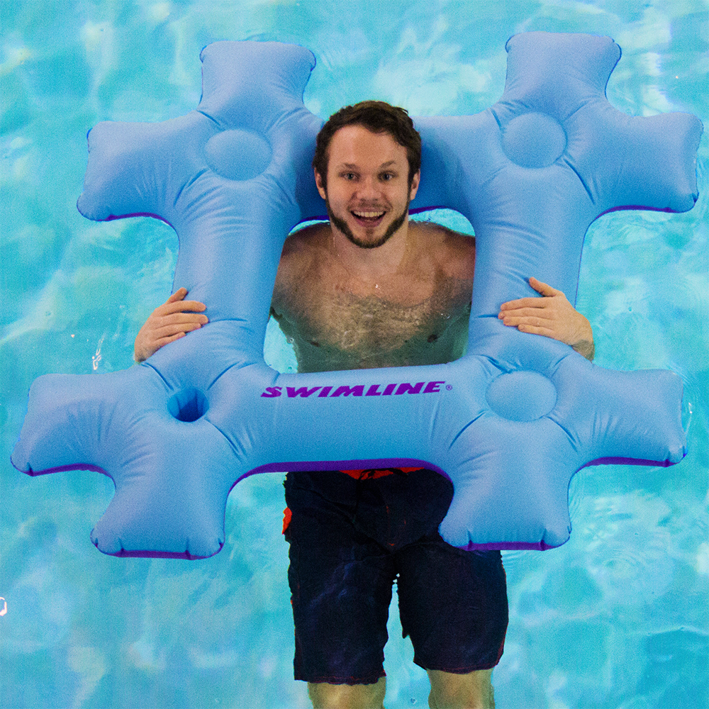 Swimline Giant Inflatable Hashtag Sign Pool or Lake Floating Water Lounger, Blue - VMInnovations
