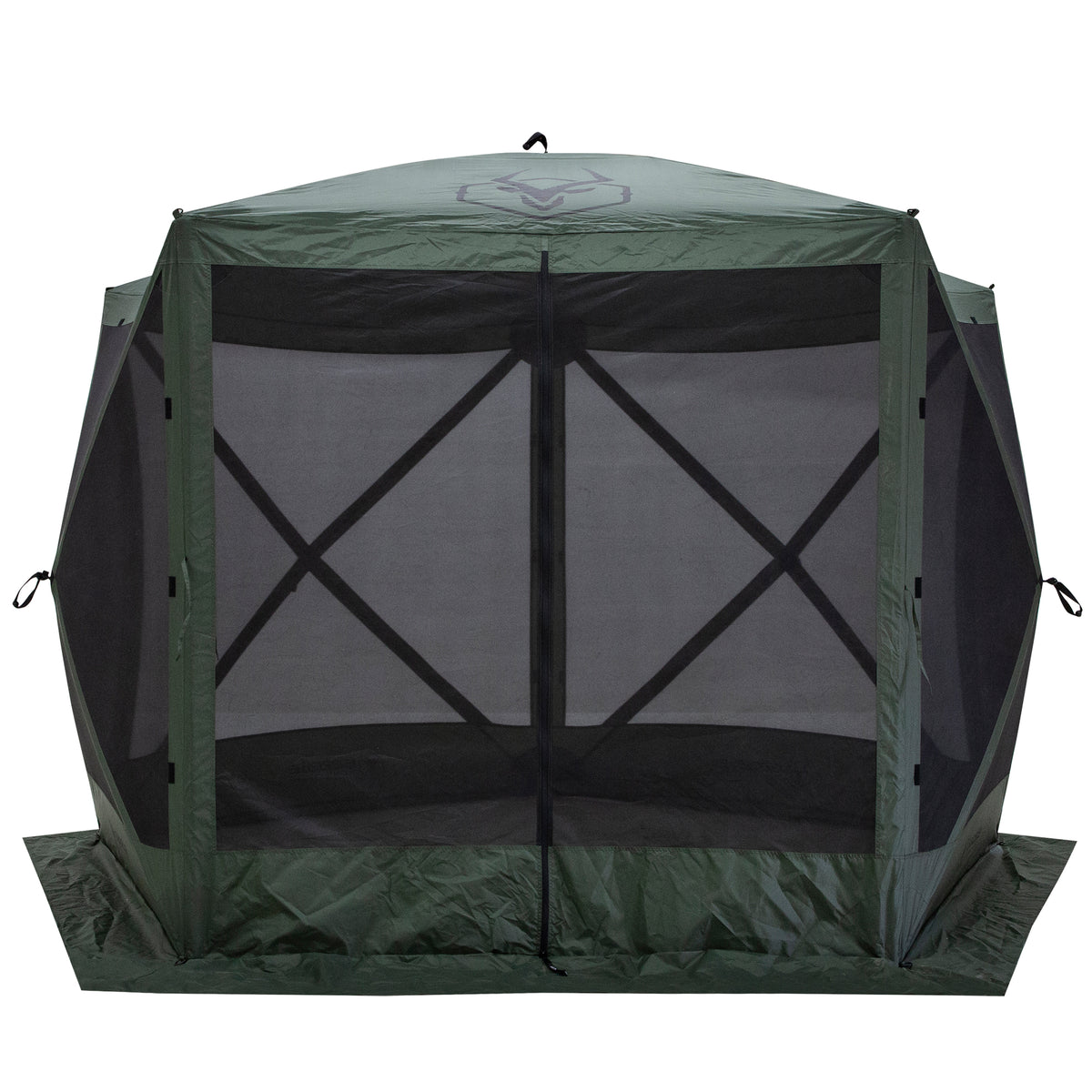 Gazelle 4 Person 5 Sided Portable Pop Up Gazebo Screened Tent, Green (Open Box)