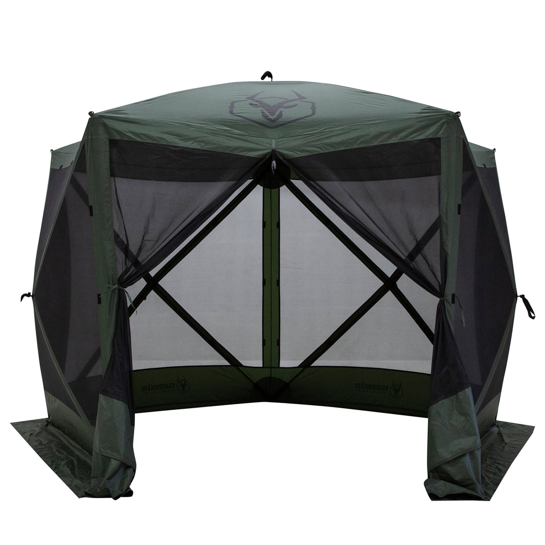 Gazelle GG501GR Pop Up Portable 4 Person Camping Gazebo Day Tent w/ Mesh Windows