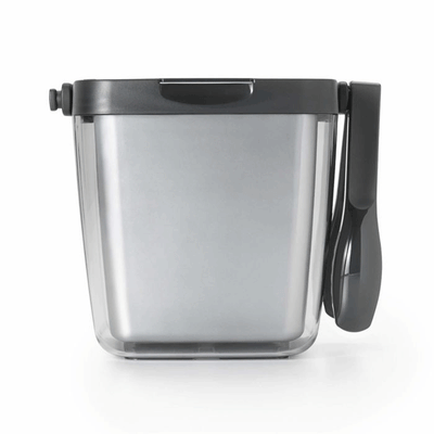 OXO Good Grips 3 Piece Plastic Insulated Ice Bucket Bin w/ Clear Lid & Tong Set