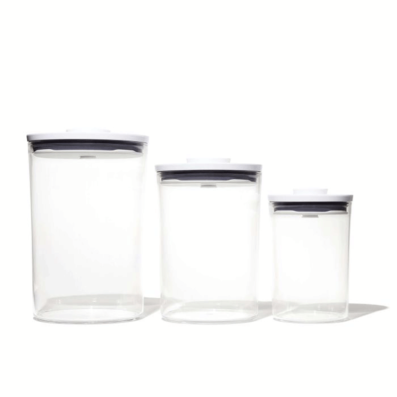 OXO Good Grips 3 Piece POP Airtight Nested Round Container Set, Clear (Open Box)