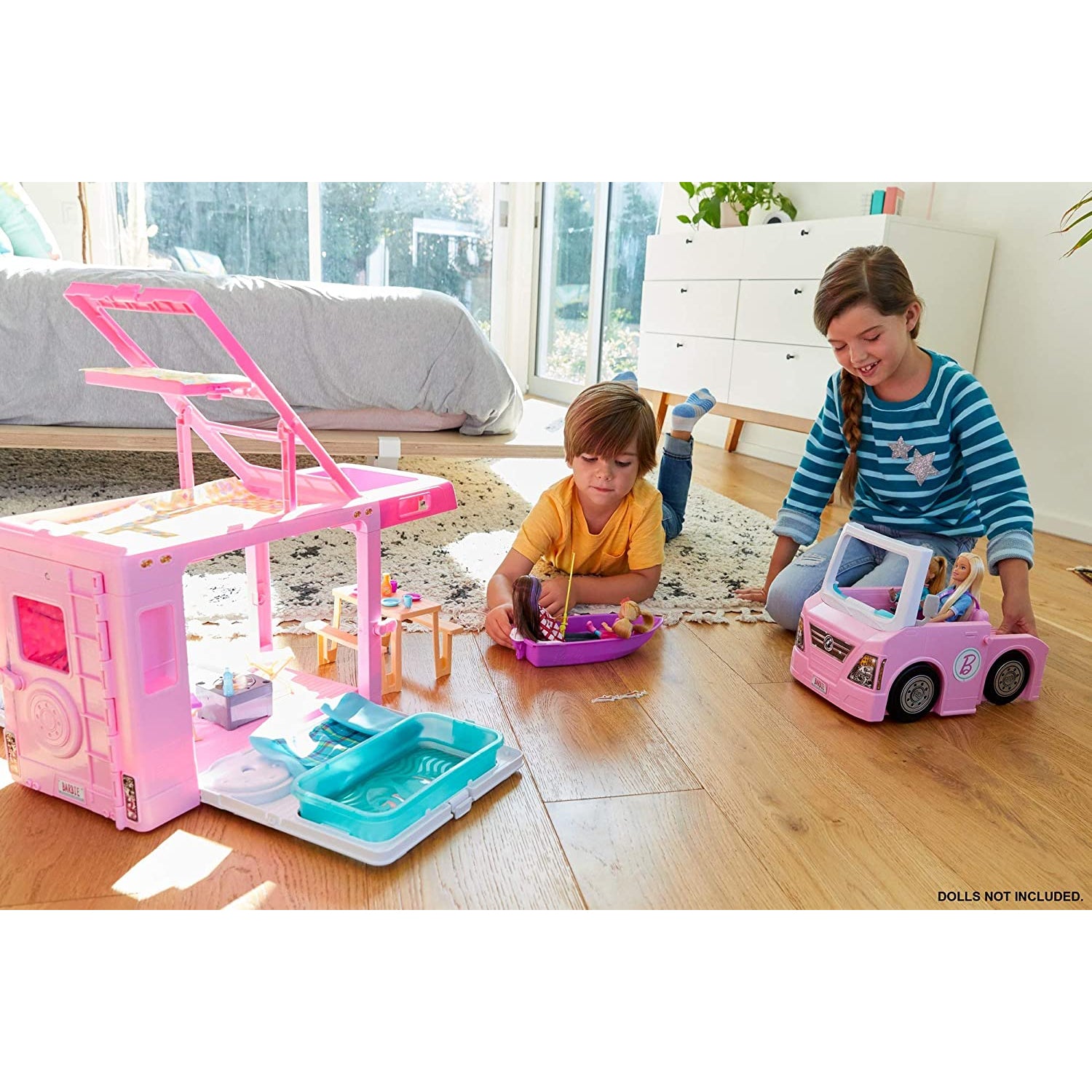 Barbie GHL93 3-in-1 DreamCamper Transforming Vehicle Play Set w/ 50 Accessories