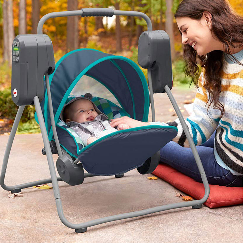 Fisher Price On the Go Baby Swing w/ 6 Swinging Speeds and UPF Protected Canopy