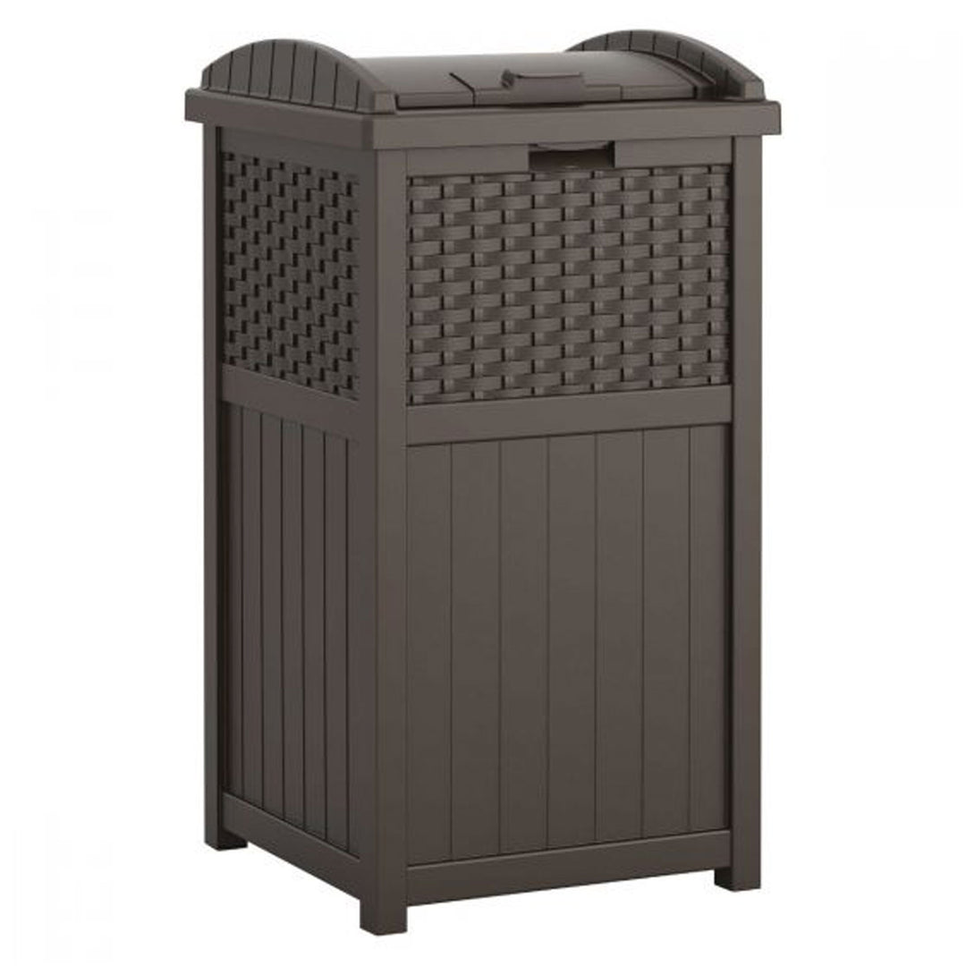 Suncast 60 Gallon Outdoor Storage Deck Box & 33 Gallon Trash Hideaway, Java