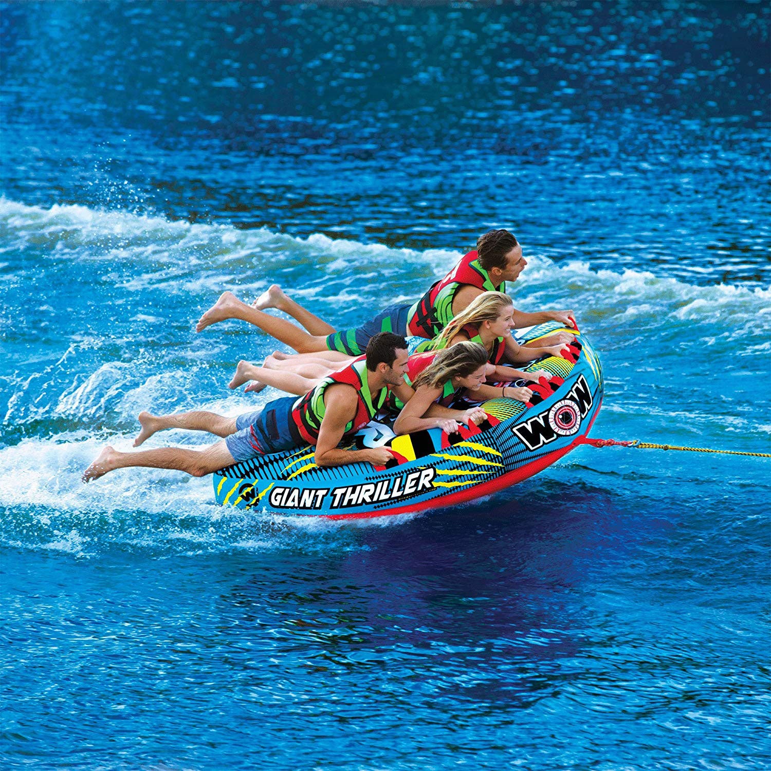 WOW Watersports Giant Inflatable 4-Person Towable Boating Deck Tube (For Parts)