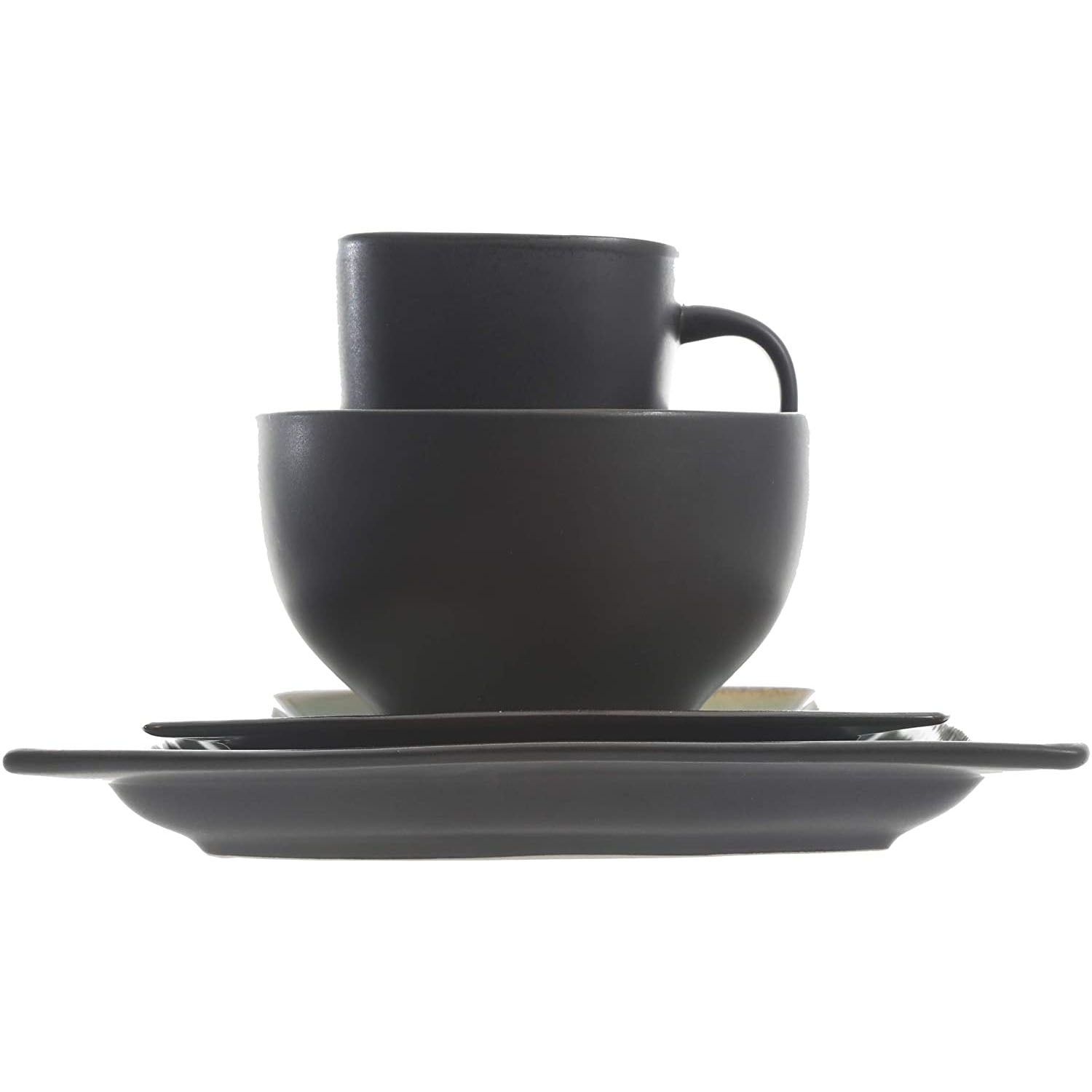 Gibson Elite Ocean Paradise 16Pc Square Glazed Dinnerware Kitchen Dish Set, Jade - VMInnovations