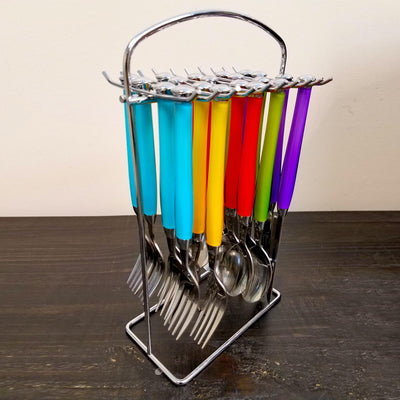 Gibson Santoro 20pc Stainless Steel Flatware Set w/ Storage Rack (Open Box) - VMInnovations