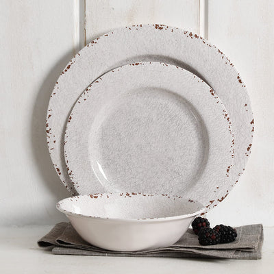 Gibson Studio California Mauna 12-Piece Melamine Dinnerware Set, Ice (Open Box) - VMInnovations