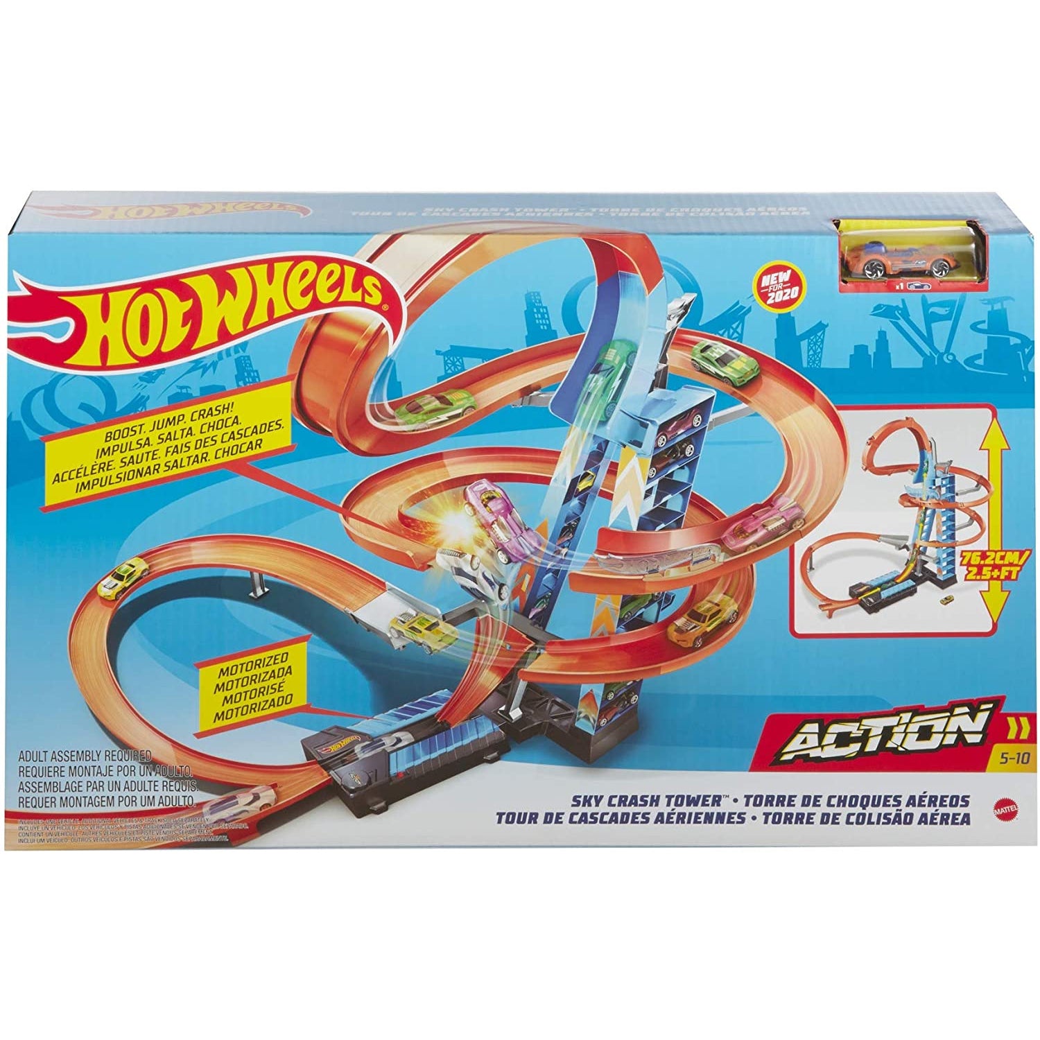 Hot Wheels GJM76 Action Sky Crash Tower Trackset Motorized Racing Playset Toy - VMInnovations