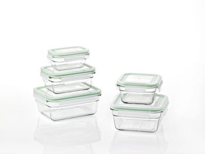 Glasslock Reusable Food Storage Container Set, Oven & Freezer Safe, 10 Pieces