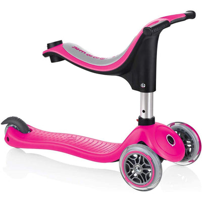 Globber Go Up Sporty Kids Versatile 3-Wheel Riding Kick Scooter Bike, Deep Pink