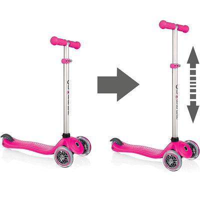 Globber Go Up Sporty Kids Versatile 3-Wheel Riding Kick Scooter Bike, Deep Pink
