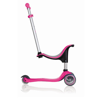 Globber Go Up Sporty Kids Versatile 3-Wheel Riding Kick Scooter Bike, Deep Pink