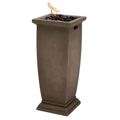 Endless Summer Stainless Steel Decorative Faux Stone Patio Gas Fire Pit(Damaged)