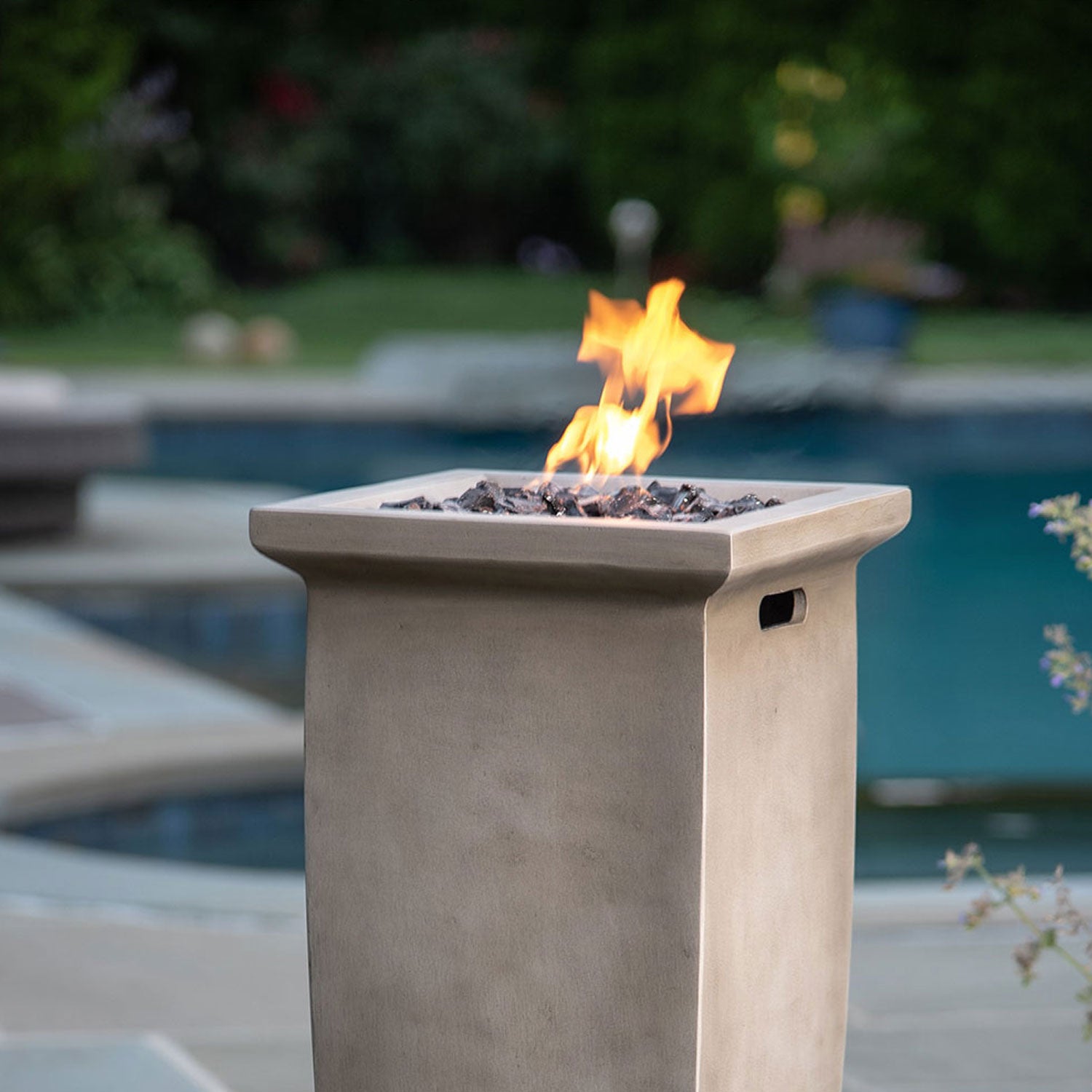 Endless Summer Stainless Steel Decorative Faux Stone Patio Gas Fire Pit(Damaged)